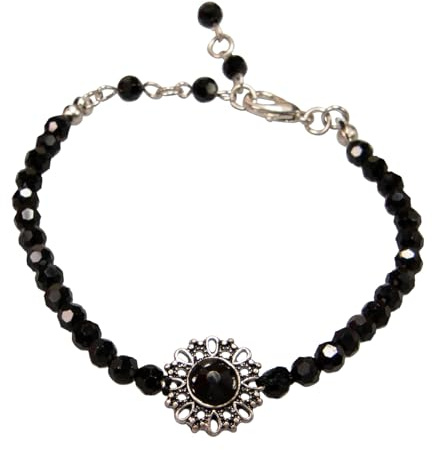 Alpenflüstern Perlen-Trachten-Armkette Helena - Damen-Trachtenschmuck mit antik-silber-farbenem Trachten-Ornament, elastische Trachten-Armkette, Perlenarmband (in traditionellen Farben) DAB076