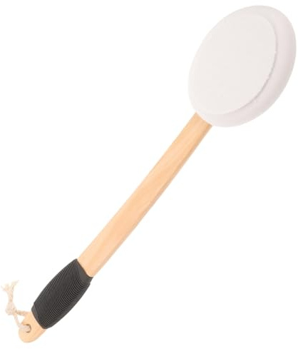 Ergonomische Badebürste mit Langem Griff, Gummi und Schwamm | Dusche und Badewanne, Leicht zu Greifen, Gebogener Griff, für Längeren Gebrauch