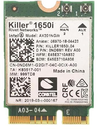 Aggiornamento dell'adattatore di gioco della serie Killer per Intel AX1650i WiFi 6 | Scheda WiFi CNVio2 M.2 | WiFi da 2,4 Gbps per PC | Bluetooth 5.2 supportato | Progettato per CPU Intel di 10a