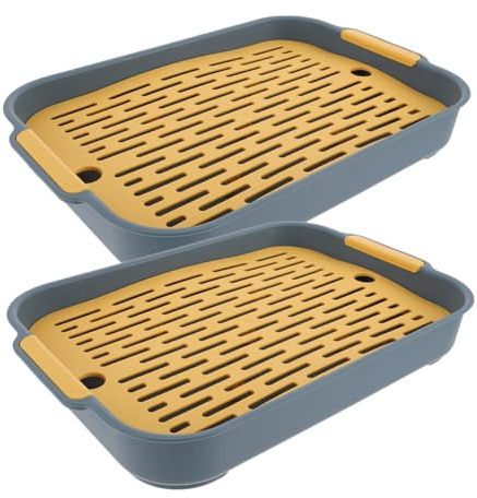 Angoily 2 Stück Eckige Kaninchentoilette aus Robustem Wiederverwendbare Kleintierstreu Box mit Gitterboden für Hamster Meerschweinchen Zwergkaninchen und Kleintiertraining