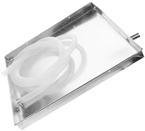 Lurrose Air Conditioner Drip Tray with Hose and Clamp Water Drain Pan Accessory for Outdoor Unit Stable Square Design Prevents Leaks and Tipping for Split Ac Systems