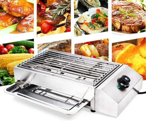 THEGA Barbecue Portatile da 2800 W - Griglia Elettrica da Interno Senza Fumo, con Controllo della Temperatura E Vassoio Raccogli-Goccia per Cucinare all'Interno E all'Esterno