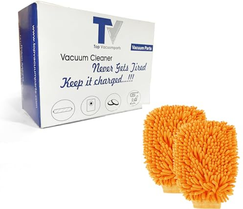 TOP VACUUM PARTS Car Wash Mitt Microfiber, 2PK Scratch Free Lint-Free, Premium Microfiber Mitt Car Wash Brush, Orange, Regular Size