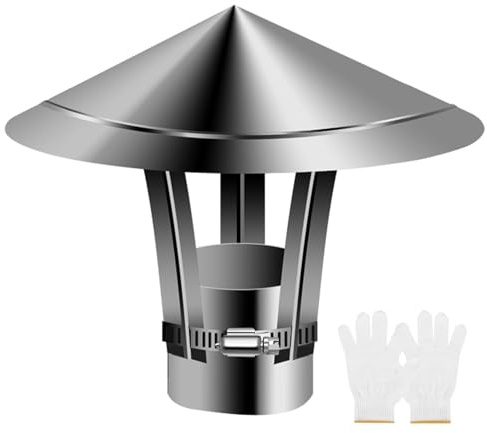 Round Chimney Cowl Cover, 6 8 9 12All Weather Protection Chimney Caps for Outside, Stainless Steel Roof Fireplace Flue Topper Rain Cap, Wood Burning Stove Vent Pipe Cover(4.4in(110mm))