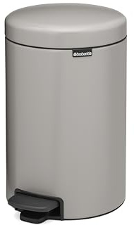 Brabantia Pattumiera con pedale NewIcon da 12 litri, Pattumiera differenziata media, Secchio spazzatura con chiusura silenziosa, con sacchetti spazzatura PerfectFit in omaggio, 25 x 34 x 41 cm