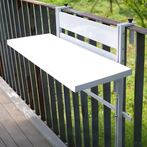 Mesa de balcón con barandilla, Mesa Plegable Colgante Ajustable, Mesa de Patio Plegable, Mesa de barandilla de balcón para Exteriores Que Ahorra Espacio, Barra de balcón, Mesa Auxiliar de pa