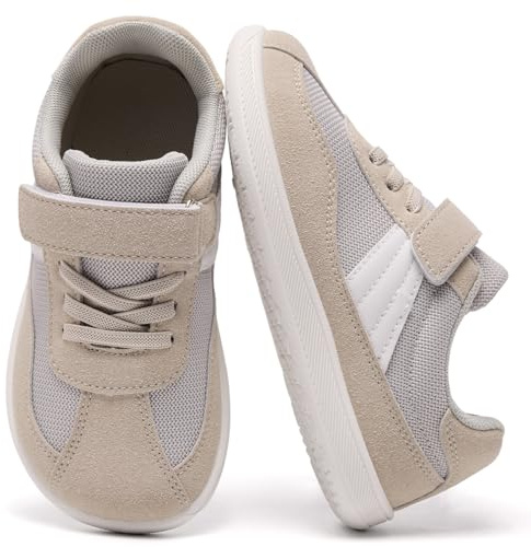 Mioceko Boys Girls Trainers Kids School Shoes Wide Toe Breathable Hook and Loop Sneakers