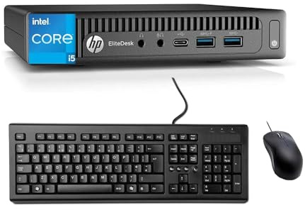HP EliteDesk 800 G1 Mini ordinateur de bureau Intel Core i5-4570, 8 Go de RAM, SSD 128 Go, clavier US QWERTY, WiFi, Bluetooth, Windows 11 Pro (reconditionné)