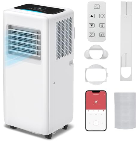 eklipt 4-in-1 Portable Air Conditioning Unit with WiFi Smart APP, 9000 BTU Mobile Unit, Cooler, Fan, Dehumidifier with Sleep Mode, 24H Timer, 3 Fan Speed & Remote Control, Includes Window Mount Kit