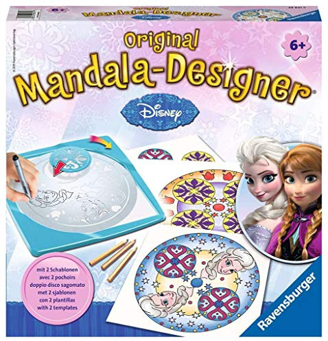 Ravensburger Mandala Designer Frozen 29841, Zeichnen Lernen mit Anna, ELSA und ihren Freunden für Kinder ab 6 Jahren, Kreatives Zeichen-Set mit Mandala-Schablonen für farbenfrohe Mandalas