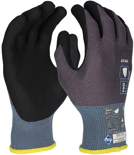 PRO FIT Nitril Handschuhe, Maxim cool, grau/schwarz, Arbeitshandschuhe Herren, Gr. 9, 12 Paar