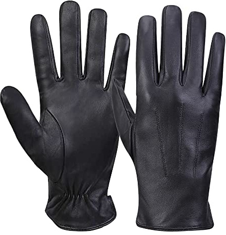 MGGMOKAY Mens Nappa Lambskin Leather Gloves(100% Cashmere Lining),Black,X-Large