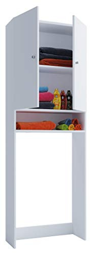 VCM Waschmaschinenschrank | Praktischer Überbauschrank mit viel Stauraum | Maße: B. 64 x H. 182 x T. 27 cm | Waschmaschinenregal für Bad und Waschküche | Waschmaschinenüberbauschrank - Lona