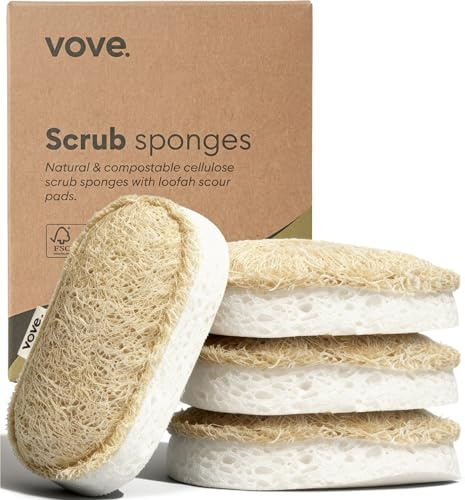 Vove Luffa- & Zellulose-Schwämme mit Baumwolle, 8er Pack – natürlich & umweltfreundlich, Spül- & Küchenschwämme, Scheuerschwämme, FSC-zertifizierte Verpackung