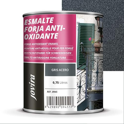 JOVIRA PINTURAS Smalto Forgia Antiossidante a base di solventi. Protezione e decorazione del ferro. (750 Millilitri, Grigio)