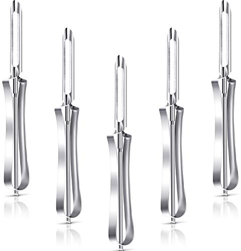 Mudder 5 Pieces Vegetable Fruit Peelers Stainless Steel Rotary Peelers Carrots Potatoes Peeling Tools for Home and Kitchen, with Ergonomic Safety and Control Handle