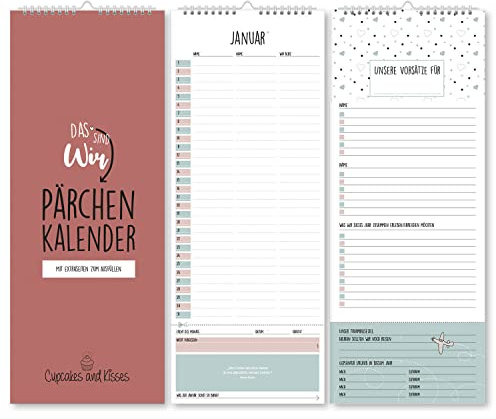 CUPCAKES & KISSES® Paarkalender zum Selbstgestalten ohne festes Jahr I Partnerkalender für zwei I Wandkalender immerwährend I interaktiver Kalender