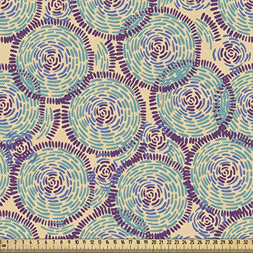 ABAKUHAUS afrikanisch Gewebe als Meterware, Bohemian Kreise Groovy, Dicht Gewebter Stoff zum Nähen Polster Wohnaccessoires, 3M (148x300cm),Lila