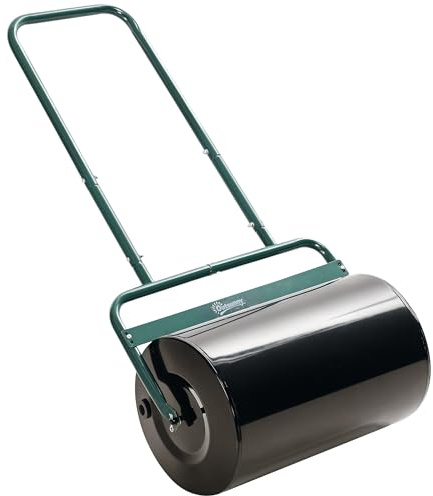 Outsunny 20-Inch Push/Tow Behind Lawn Roller Filled with 10 Gal Water or Sand, Yard Roller for Flattening Sod in The Garden, Dark Green