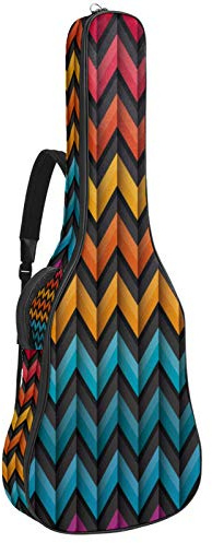 Gitarrentasche mit Reißverschluss, wasserdicht, weich, für Bassgitarre, Akustik- und klassische Folk-Gitarre, Schwarz / Rot / Pink / Orange