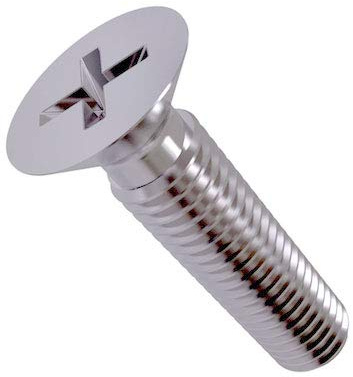 M4x25 Försänkta maskinskruvar, Phillips bultar, Fästelement med platt infälld korsning, helt gängad 4mm Förzinkad skruv lämplig för metall, Konstruktion, installation, DIY (Pack of 25)