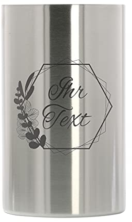 Personaliserter Weinkühler mit Gravur – Eukalyptus Design – doppelwandiger Edelstahl Weinkühler, Sektkühler & Champagnerkühler – Geschenkidee für Weinliebhaber (18 x 12 cm) – STEMPEL-FABRIK