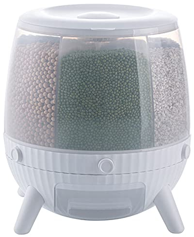 NIBHZ 6kg Rice Containers Food Dispenser 6-Grid Rotating Rice Storage Container With Cup Dry Grain Food Storage Box