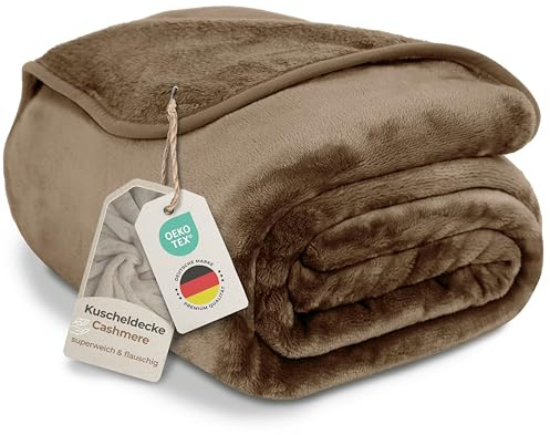 Gräfenstayn® Kuscheldecke Cashmere-Feeling - super weich & flauschig - Dicke & warme Fleecedecke - kuschelige Sofadecke, Wohndecke & Tagesdecke - Überwurf Decke Sofa, Couch (Braun, 180x220 cm)