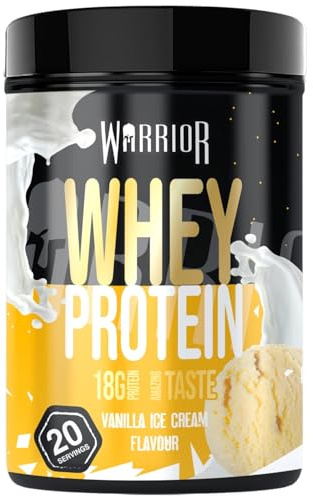 Warrior Whey Protein Powder 500g, 20 Servings – High Protein Shake Supplement for Muscle Growth, Recovery & Weight Loss – Low Sugar, Low Carb, Gluten Free Meal Replacement Shake – Vanilla Ice-Cream