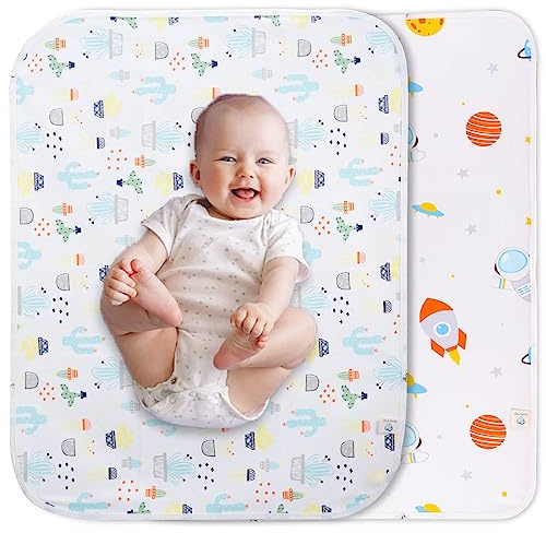 Baby Changing Pad Changing Table Pads Waterproof Large Size 37.5x27.5 Inch Portable Diaper Changing mat Liners Reusable Washable Mattress Protector for Girls & Boys 2 Pack