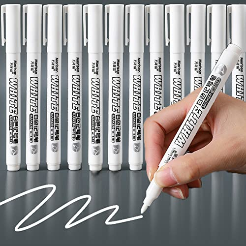 RiyaNed Acrylstifte,Weiß Stift Marker,Geeignet für Holz, Metall, Glas, Stoff, Stein, Reifenmalerei, Fotoalben (12 Pcs)