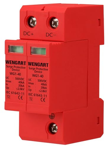 Wengart överspänningsskyddsenhet, 36mm DIN Rail Mount, Lågspänningsanordning för blixtskydd Strömdistrib Överspänningsskyddution och kontroll apparater (500V_2P40KA)