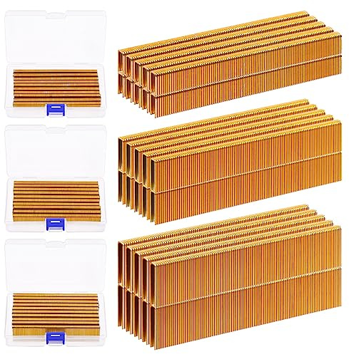 Glarks 2000pcs 18 Gauge schmale Krone Hefter, 3/4 Zoll verzinkte Krone schmale Hefter Sortiment Kit für elektrische Hefter, pneumatische, DIY Heimwerkerung (Gold)
