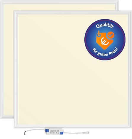 LECOM 2x LED Panel 62x62 Warmweiß 3000K 4000lm Slim für Rasterdecke | LED Rasterleuchte mit ultra flachem Profil für Restaurants, Cafés, Hotels und Empfangsbereiche mit angenehm warmweißem Licht.