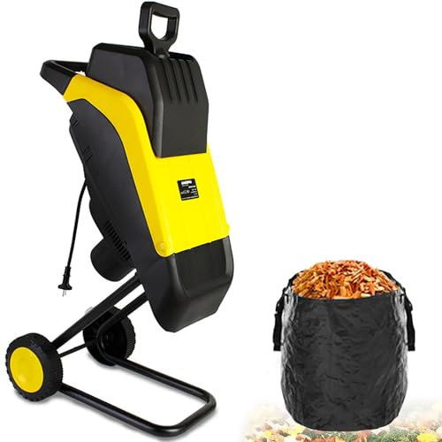 HLGKBY 2500W Electric Garden Shredder, Wood Chipper with 50L Collection Bag, 4500 Rpm Reversible Steel Blades, Large Funnel Opening, Safety Shut-Off, Garden Mulcher for Leaves And Branches