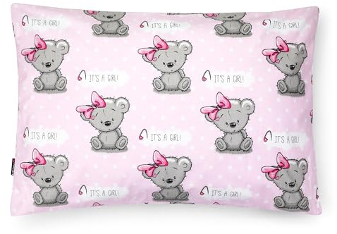 PinkZebra Kopfkissenbezug Kinder Mädchen, Kissenbezug 40 x 60 cm aus 100% Baumwolle, Kissenhülle, Öko-tex Standard 100 mit Reißverschluss, It's a Girl