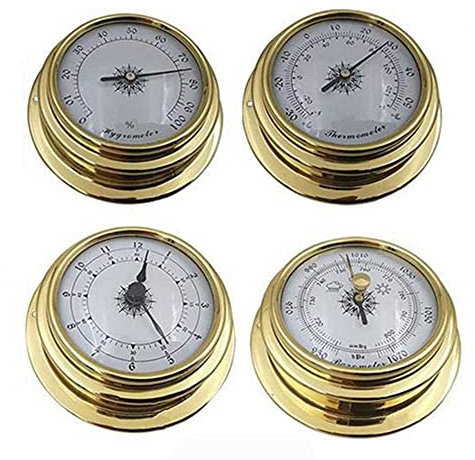 UNbit Baromètre Traditionnel Type Cadran baromètre thermomètre hygromètre baromètre Montres Horloge Coque en cuivre Zirconium Marine