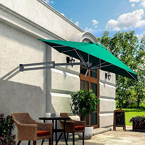 CMJSGG Gartensonnenschirm, Wandschirm, Wandmontage, Gartenschirm für den Außenbereich, Metallmast, 250 cm, Solar-LED, Sand, Erholungsschirm für den Außenbereich
