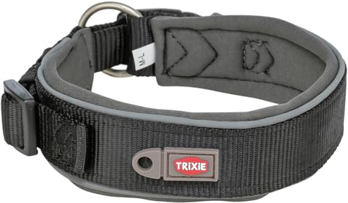 TRIXIE Premium halsband, storlek L-XL, halsomkrets 53–62 cm/50 mm i svart – steglöst justerbart hundhalsband för medelstora till stora hundar, neoprenvadderat – 1995901