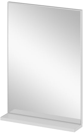 AQUABATOS Badspiegel mit Ablage ohne Licht Beleuchtung 50 x 70 cm Wandspiegel Metall Badezimmer Spiegel Badezimmerspiegel Hängespiegel Rechteckig Wohnzimmerspiegel Aluminiumrahmen Silber matt