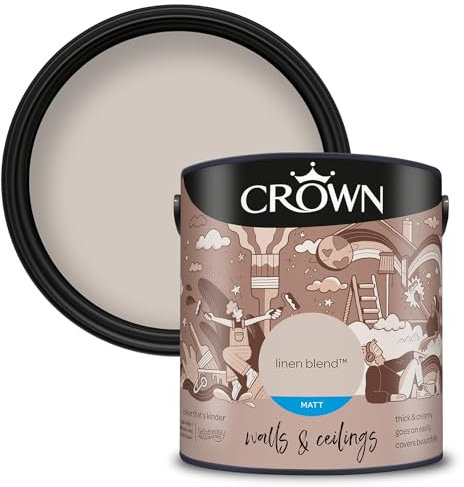 Crown Walls & Ceilings Matt Emulsion Paint, Size 2.5L, Linen Blend