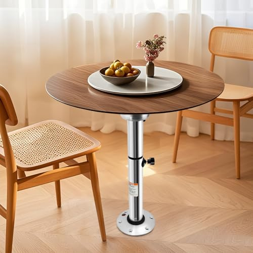 SAUADY Tischbein Tischfuß Tischgestell Einstellbar Höhen Boot für Wohnmobil Caravan Höhenverstellbar Silber