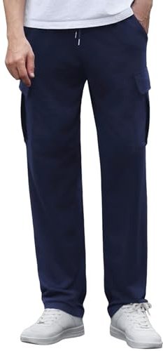 Crewhpo Pantalon Jogging Homme Jambe Droite Coupe Ample Taille Élastique | Tissu Léger et Souple, Coupe Droite et Décontractée, Taille Élastique Confortable, Pour Sport et Loisirs, pour le Quotidien