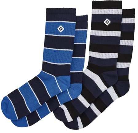 HSV Hamburger SV Sportsocken Socken Strümpfe 2er-Set ** Ringel ** (DE/NL/SE/PL, Numerisch, 43, 46, Regular, Regular, Blau/Schwarz)