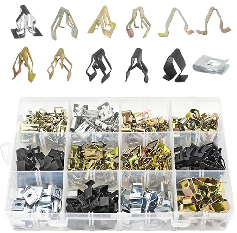 Flaconi 240PCS Clip Fissaggio Auto,Clip di Fissaggio per Auto,Clip Metalliche Auto,Fermaglio per Cruscotti in Metallo,Auto Cruscotto Console Bordo Metallo Fissaggio,Adatto per Paraurti,Cofani