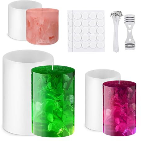 HuaMuDM 3 Stück Kerzenform Silikon Rund,Silikonformen Gießformen,3D DIY Kerzenformen Zum Gießen Set, Gießformen Kerzen,für Kerzenherstellung,Handwerk Ornamente