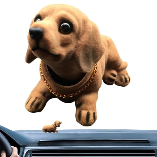 Wackelkopf-Dackel, schüttelnde Hundefigur fürs Auto, schüttelnder Kopfhund fürs Auto, schüttelndes Kopfspielzeug, Wackelhund aus Kunstharz Wackelkopf – schüttelnde Hundefigur fürs Auto, lustige