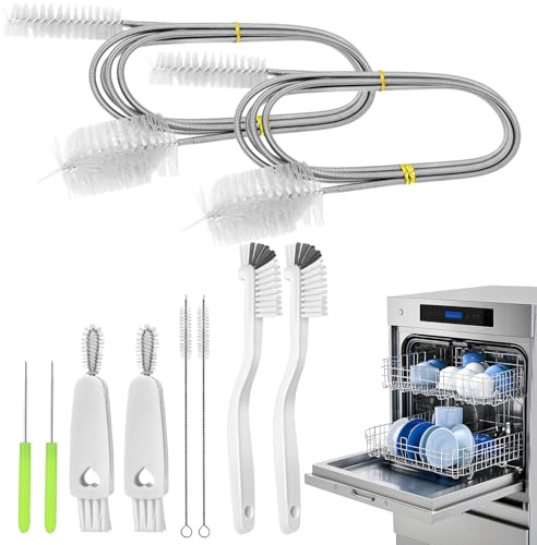 Palksky Dishwasher Cleaner Brush Kit, Dishwasher Cleaning Accessories, 2Pack 6PCS Dish Washer Deep Cleaner Brush - Flexible Tubes Brush, Crevice Brush, Air Gap Brush