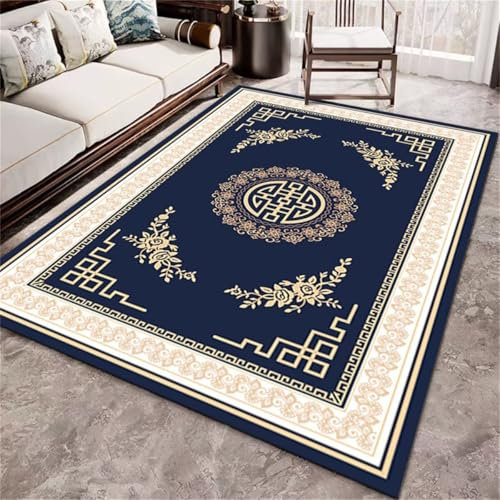 RUGMRZ Teppich Terrasse Baby Teppich Junge Blauer Esszimmerteppich Retro-Wohnzimmerteppich pflegeleicht Auslegware 50X80CM