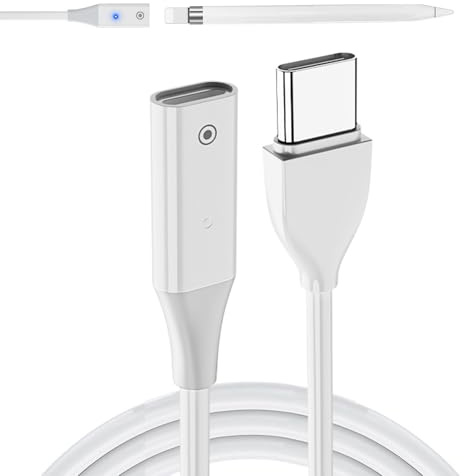 USB C auf Apple Pencil Adapter, Ladeadapter für Apple Pencil der 1. Generation, Ladegerät USB C auf Lightning kompatibel mit Geräten wie Laptops, Powerbanks, Netzadapter, Lightning Buchse (1M)
